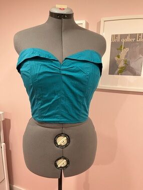 Off-Shoulder Teal Crop Top - Women's Stylish Bustier
